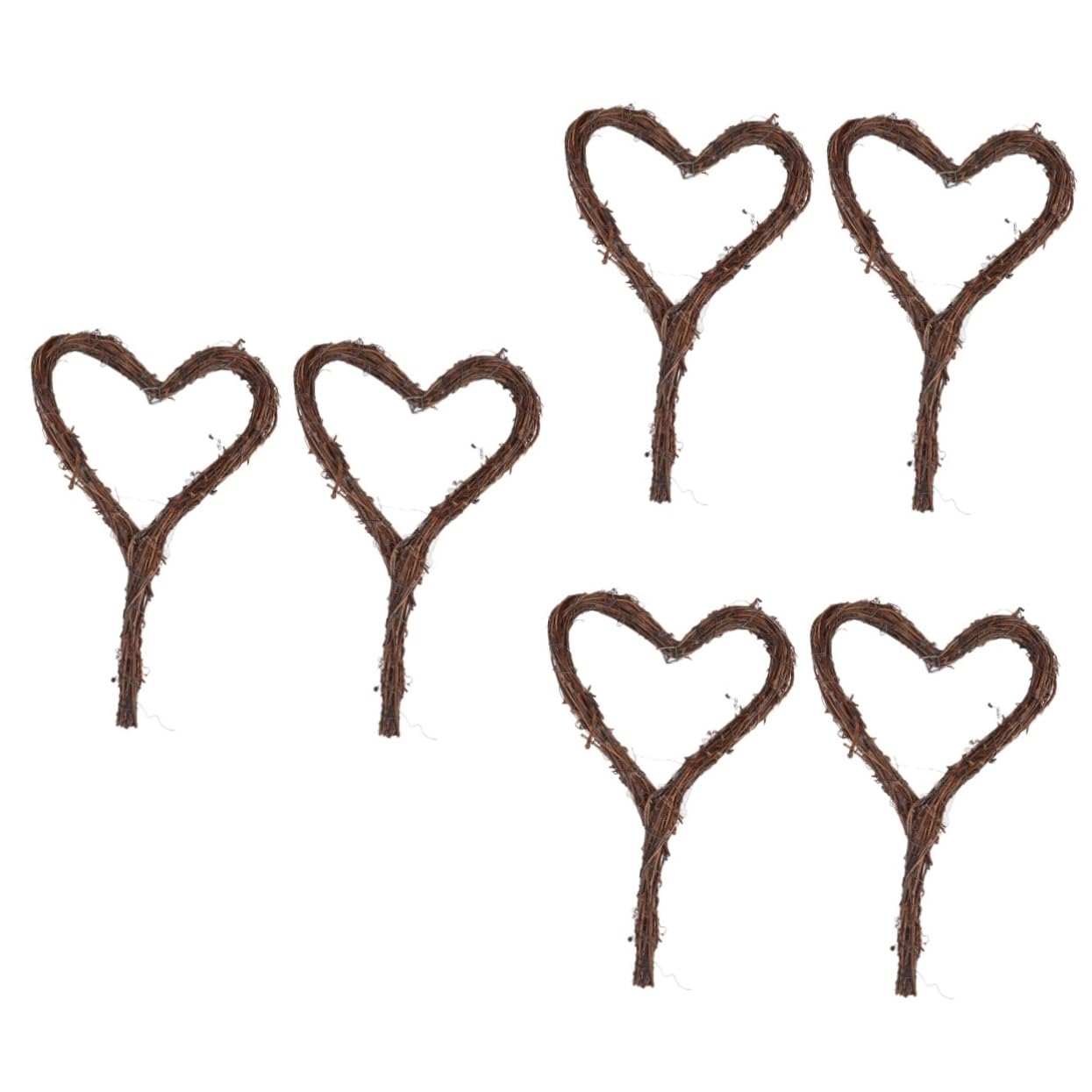 Ciieeo 6piezas Guirnalda Decorativa De Rattan Forma De Corazón para Bodas Fiestas y Festivales Adorno Colgante Natural
