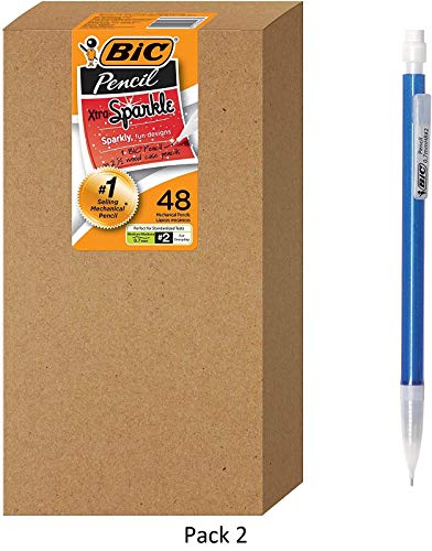 BIC Xtra Sparkle Mechanical Pencil, Colorful Barrel, Medium Point (0.7 mm), 48-Count, 2 Pack