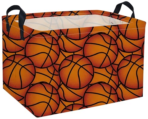 Image of Rectangular Basketball Baskets Gift Basket Empty Kids Storage Bins Baby Boy Basket Kids Toy Storage Bin Organizer Box Basketball Room Decor for Home(Basketballs)