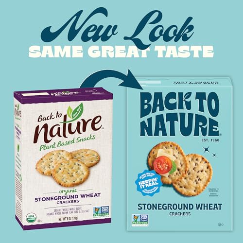 Image of Back to Nature - Stoneground Wheat Crackers - Made with Real Ingredients like Whole Grains and Flax Seed - Non-GMO - 5 Ounce (Pack of 6)