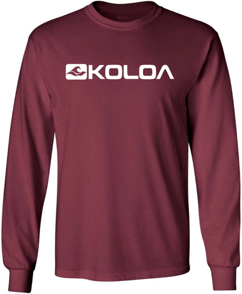 Joe's USA Koloa Surf Side Logo Long Sleeve 50/50 Cotton/Poly T-Shirt-Maroon/w-3XL