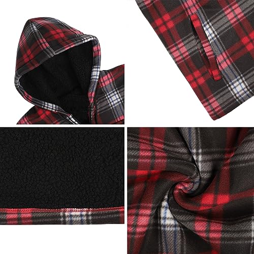 Image of Gary Com Heavy Thick Flannel Plaid Jacket Sherpa Fleece Lined Hoodies for Men Zip Up Winter Warm Coat Zipper Sweatshirt