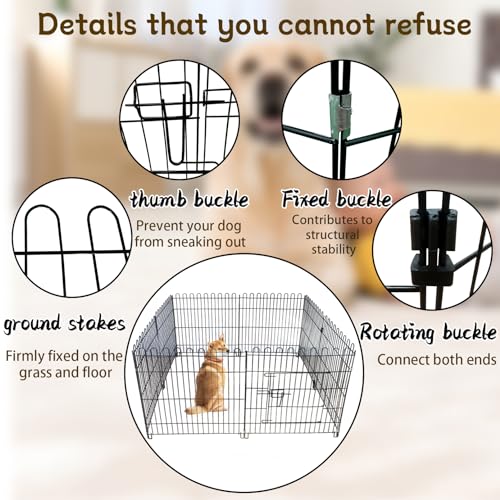 Image of Foldable Metal Dog Playpen, Portable Pet Pen Puppy Exercise Pens 8 Panels Small /Medium Dogs Fence for Yard Indoor&Outdoor RV Travel Camping with Doors for Cat Rabbit Hedgehog