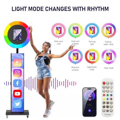 Image of Portable Photo Booth Machine Compatible with Any Ipad,Black:Honeycomb | RGB Ring Lights,Music Sync,Free Custom Logo,2 Months ChackTok VIP