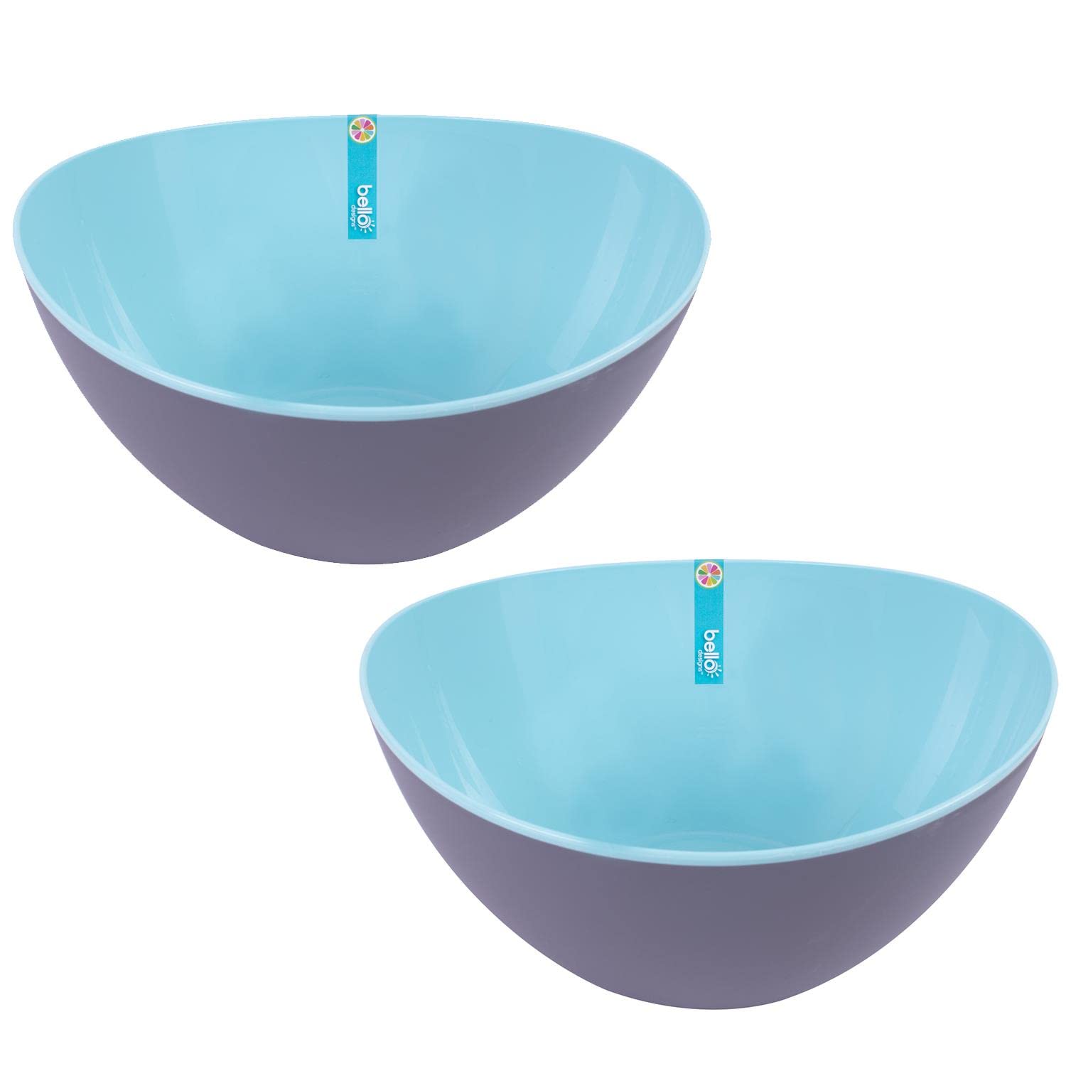 Yöl 2 Salad Bowls Set Of 2 Two Tone Large Plastic Salad Bowls Reusable Camping Summer Party Bbq Caravan