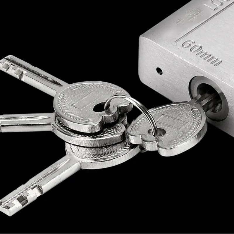 Candado 1 candado de acero inoxidable for gabinete, cerradura for muebles, puerta resistente al agua y óxido con 4 llaves(60mm-Long-4keys)
