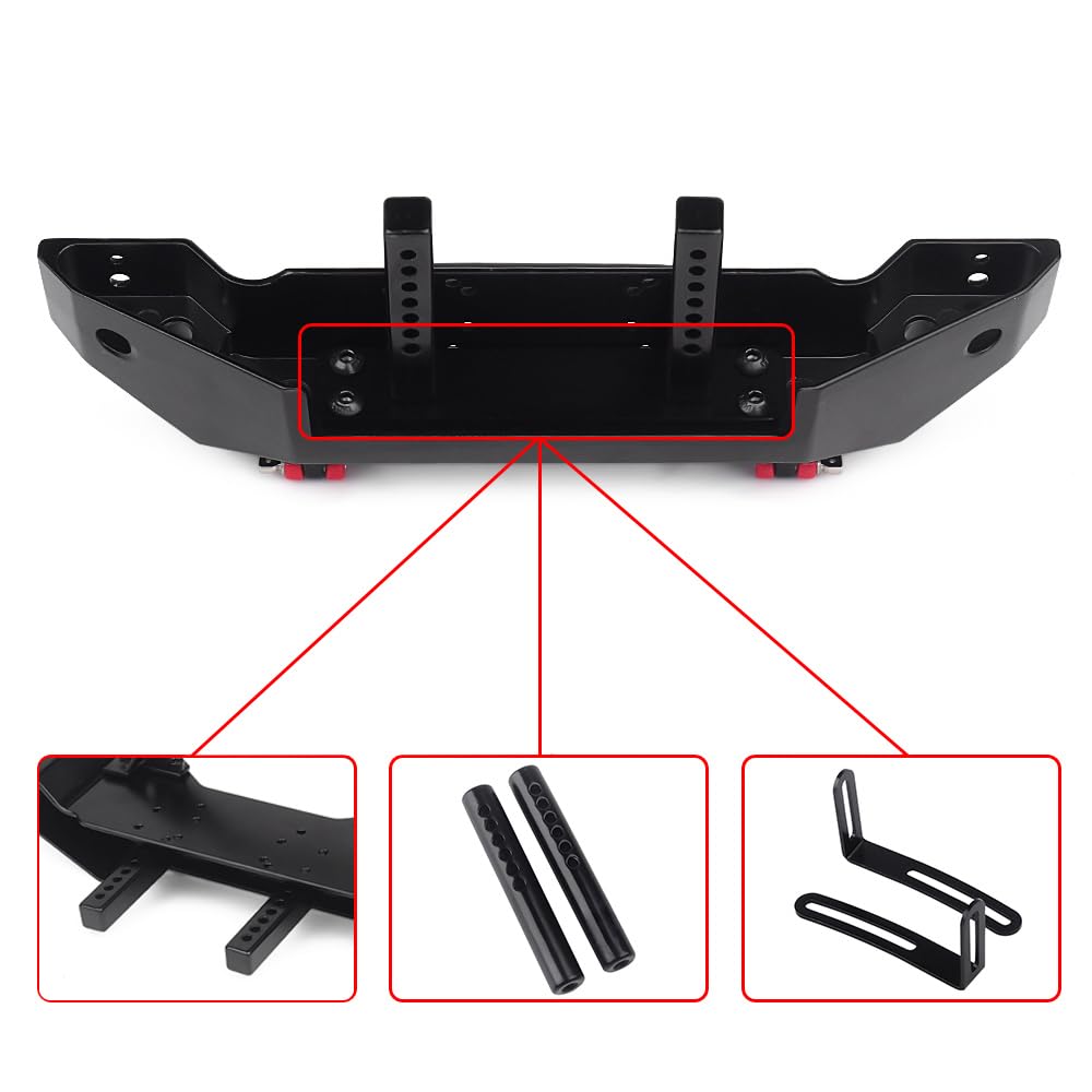 INJORA RC Frontstoßstange Front Bumper Crawler Stoßstange mit LED Licht für 1:10 RC Crawler TRX-4 Axial SCX10 SCX10 II 90046 SCX10 III AXI03007
