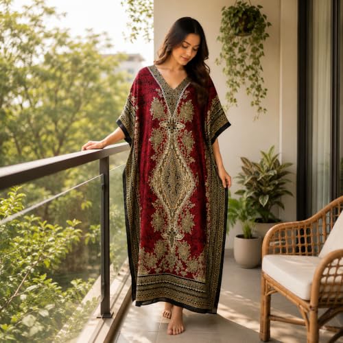 Image of Art Of Creation Women Kaftan Dress Tunic Long Maxi Plus Size
