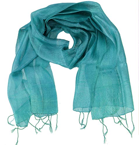 Guru-Shop Seidentuch,Thai Schal aus Seide, Herren/Damen, Türkis, Size:One Size, 60x160 cm, Tücher Alternative Bekleidung