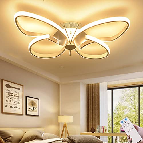 LED Papillon Lampes Plafond Chambre Enfants Filles Garçon Chambre Plafonnier En Alliage D'aluminium Dimmable Avec Télécommande Lampes Suspensions Pour Salon, Cuisine Éclairage Intérieur (Gold) Cover