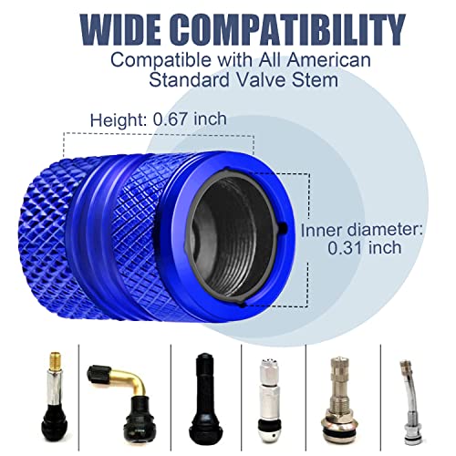 Image of Tire Valve Stem Caps for Car American Flag Tires Air Caps Cover 8 Pack Corrosion Resistant Premium Alloy Universal for SUV Truck Motorcycle Bike Blue