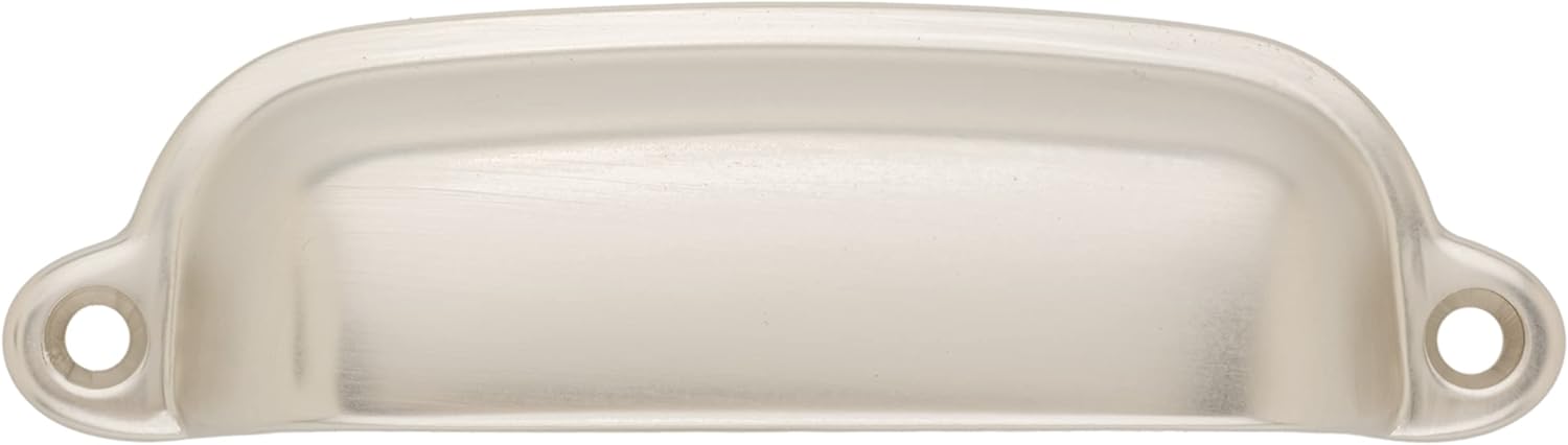 Classic Brushed Nickel Drawer Bin Pull | Centers: 3 3/8 | Handle for Antique Cabinet Door, Dresser Drawer, Desk | Reproduction Furniture Hardware | UA-885-PBN