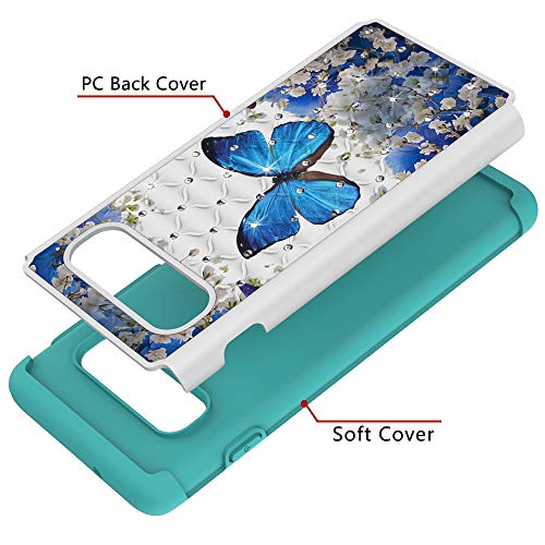 S10 Case,S10 Armor Case,DAMONDY 3D Cute Diamond Bling Glitter 2 in 1 Shockproof Hybrid Heavy Duty Shock Dual Layer Armor Defender Cover Phone Case Fit for Samsung Galaxy S10-blue Butterfly - Thumbnail 4
