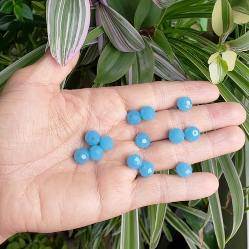 Image of 10mm Rondelle Aquamarine Jade Glass Beads for Jewelry Making 200pcs Faceted Briolette Shape Crytal Spacer Beads for Bracelet Necklace - Aquamarine Jade