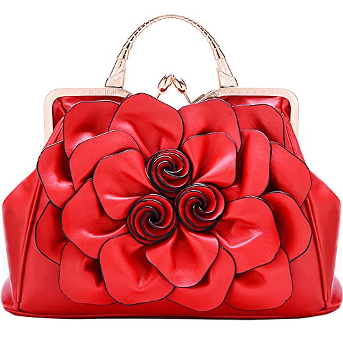 Bolso floral 3D de cuero genuino para mujer estilo tote miniatura 1