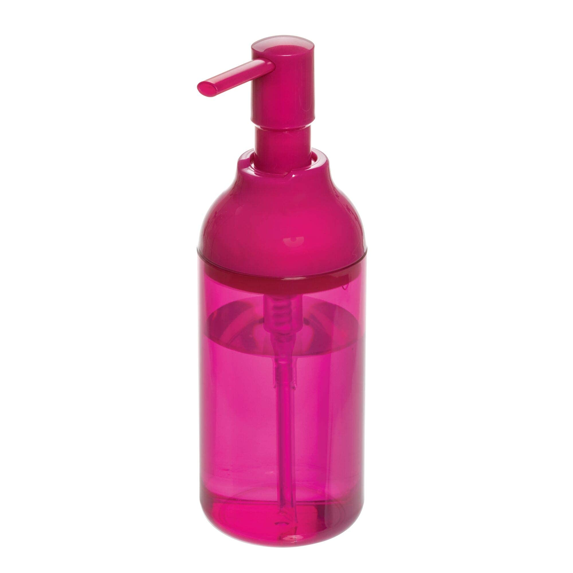 iDesign Refillable Hand Soap Dispenser, Large Plastic Liquid Soap Pump Also for Washing-Up Liquid, 355 ml Lotion Dispenser for Bathroom and Kitchen, Pink