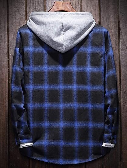 Image of Lavnis Men's Plaid Hooded Shirts Lightweight Shirt Jackets