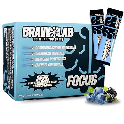 Nootropico Potente - 20 bustine Gel per Memoria e Concentrazione - Integratore Nootropico per Studio con rodiola, citicolina, fosfatidilserina, bacopa monnieri caffeina, vitamine b e vitamina d