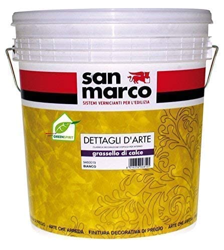 San Marco Grassello di Calce effetto Stucco Veneziano, marmorino Lucido, Confezione da kG.1 Bianco colorabile con coloranti universali. Prodotto Decorativo per pareti