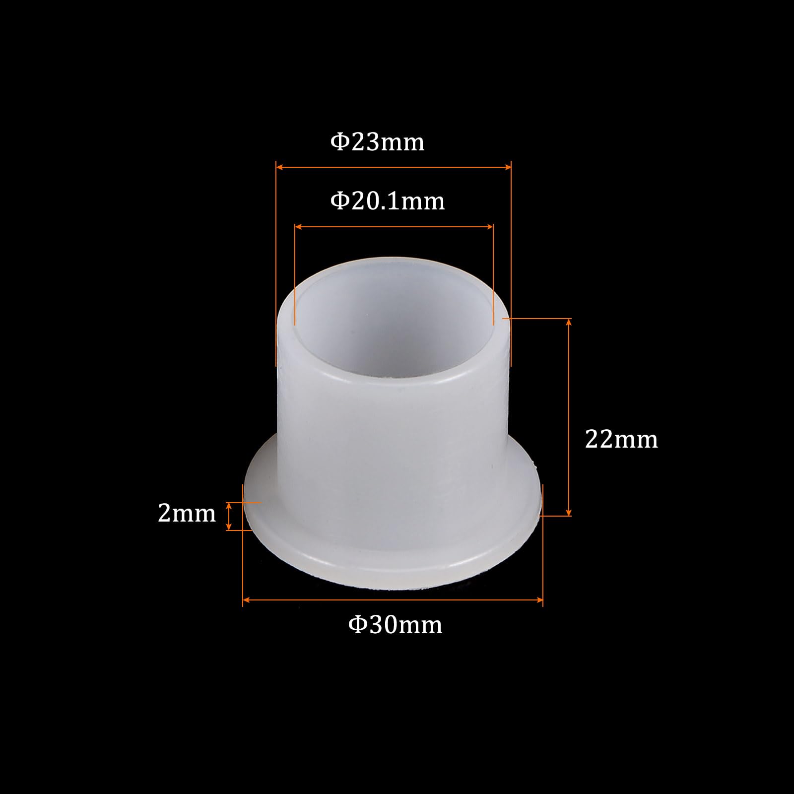 4Pcs de Bagues en Nylon à Collerette [20,1mm de Diamètre Intérieur x 23mm de Diamètre Extérieur x 22mm de Longueur] Bagues en Plastique Nylon pour Arbre, Blanches