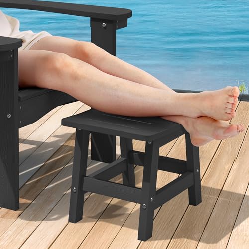 LUE BONA Outdoor Adirondack Ottomans Footrest Footstool Outdoor Foot Rest for Patio HDPS All Weather Waterproof Footrest Footstool for Adirondack Chair Black