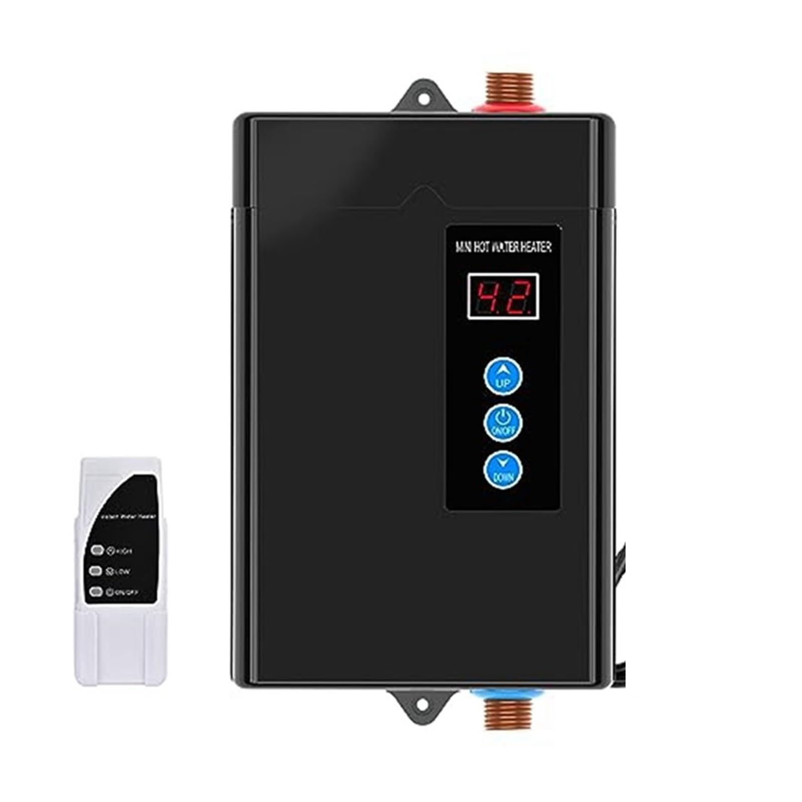 3000W Tankless Water Heater Electric,Instant Hot Water Heater with Remote Control, LCD Touch Screen Water Heat Compact and Durable(Nero)
