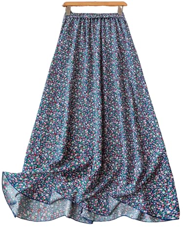 EARKOHA Womens Fall Skirts Women's Elastic Waist Summer Elegant Vacation Style Ditsy Floral Skirt Maxi Women Skirt