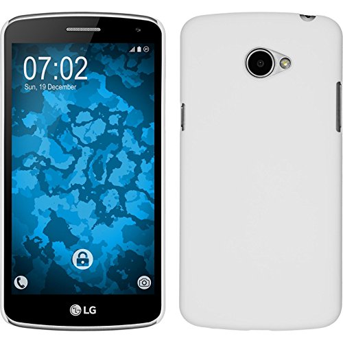 PhoneNatic Hülle kompatibel mit LG K5 - Hülle weiß gummiert Hard-case + 2 Schutzfolien