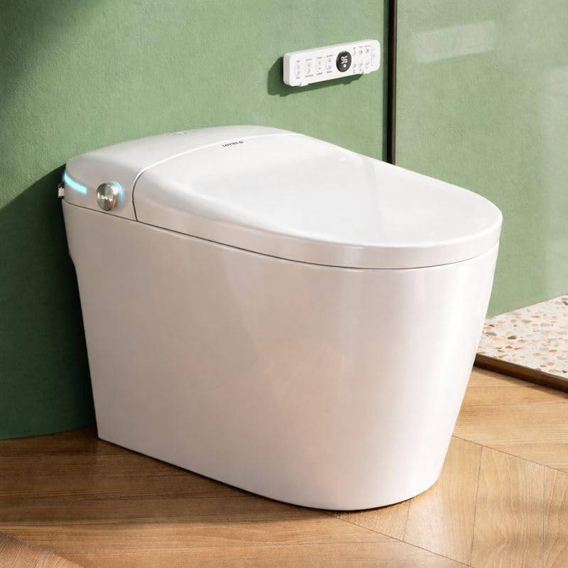 Smart Bidet Toilet with Heated Seat & Remote Control - One Piece Electric Dual Flush 1.28 GPF