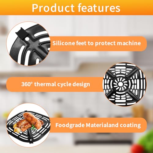 Image of Air Fryer Replacement Parts for Ninja Crispi Air Fryer FN101GY, Air Fryer Accessories Grill Pan Plate Crisper Plate Rack Tray with Rubber Bumpers