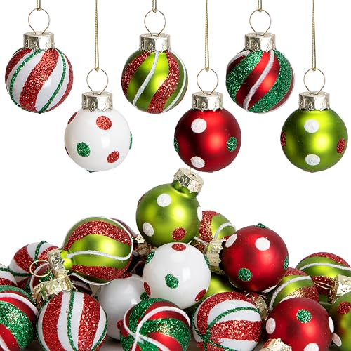 Watayo 24 Pcs Christmas Glittering Elf Balls Glass Ornaments for ...