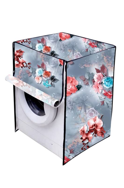 Image of Dustproof Waterproof Lg Front Load Washing Machine Cover Compatible for 6 kg 6.5 kg, 7 kg, 7.5 kg, 8 kg, 8.5 kg, 9 Kg, Dimension LXDXH 66x61x84 CM Grey.