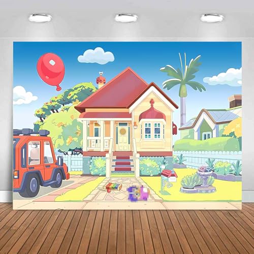 Cartoon Dog House Photography Backdrop Blue Sky Truck Outdoor Background