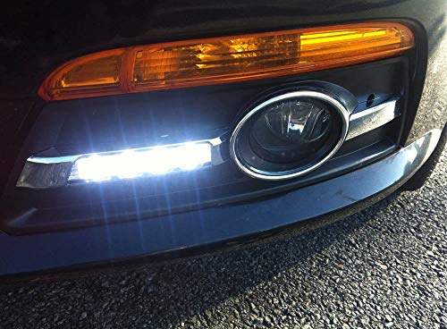 Ijdmtoy Xenon White Led Daytime Running Light Kit Compatible With Volkswagen: 2009-2011 Cc, Oem Fit Drl Bezel Assembly Powered By (4) High Power Led Lights Each Lamp #TOP5