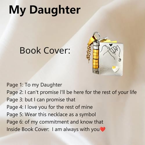 37Necklace To My Daughter Book Necklace from Mom Dad, Birthday Gifts for Daughters, Pendant Jewelry for Women2