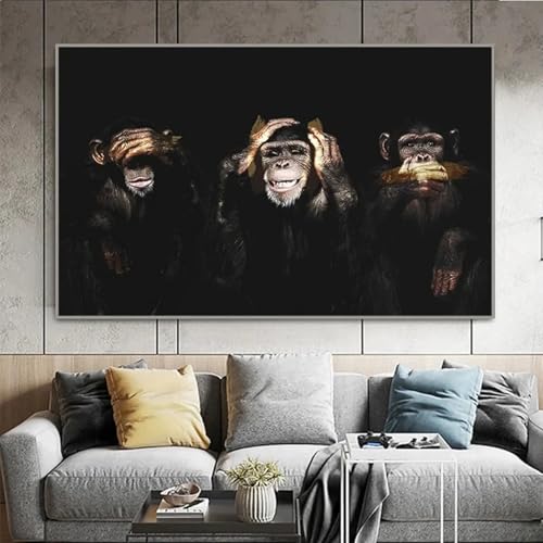 Peinture singe sage gorille pour deco chambre enfants et sejour