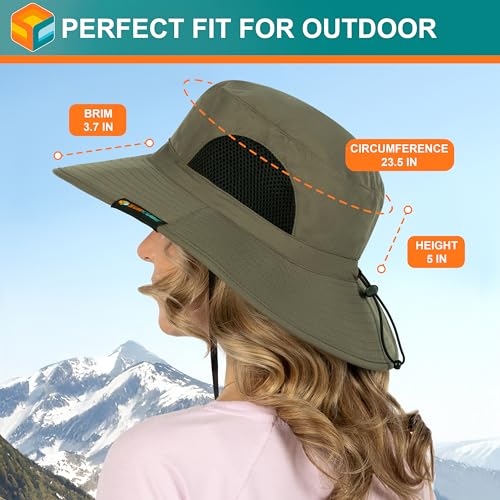 Image of SUN CUBE Wide Brim Sun Hat Men Women, Fishing Hats Sun UV Protection, Mens Hiking Bucket Hat Safari Beach Boonie, UPF 50+