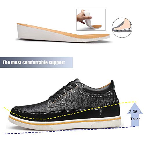 Men's Invisible Height Increasing Elevator 2.36 Inches Taller Shoes Leather Suede Stitching Lace-up Oxfords3
