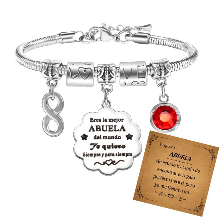 YELUWA Pulsera Abuela, Regalo Día De La Madre Con Caja Y Tarjeta, Para Cumpleaños De Nieto/Nieta, De Acero Inoxidable Grabada Con Láser Para Mujer