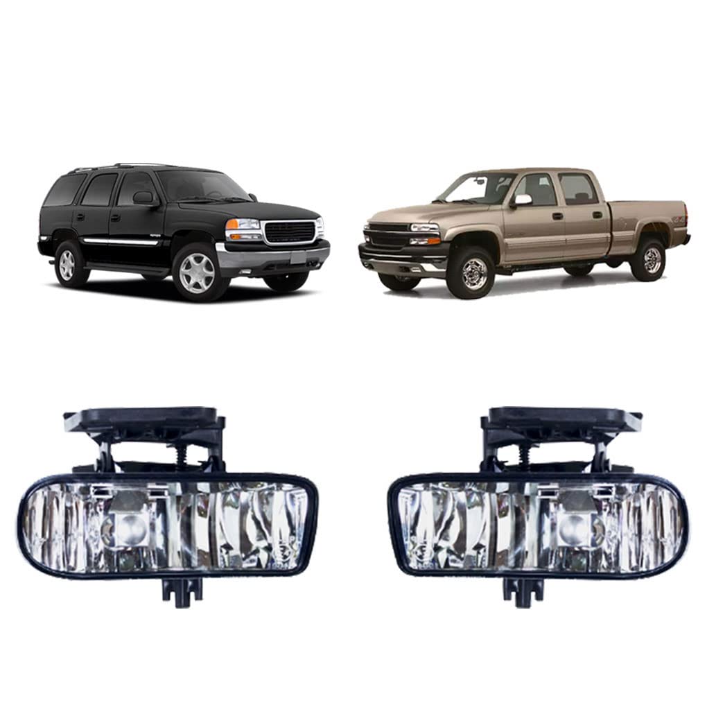 CONCEPT AUTOMOTIVE LIGHTS Replacement For 2001-2006 GMC Yukon & Yukon XL 1500/ XL 2500 (New Body Style with 5.3L/6.0L engines only),1999-2002 GMC Sierra Fog Lights Lamps Left & Right Side