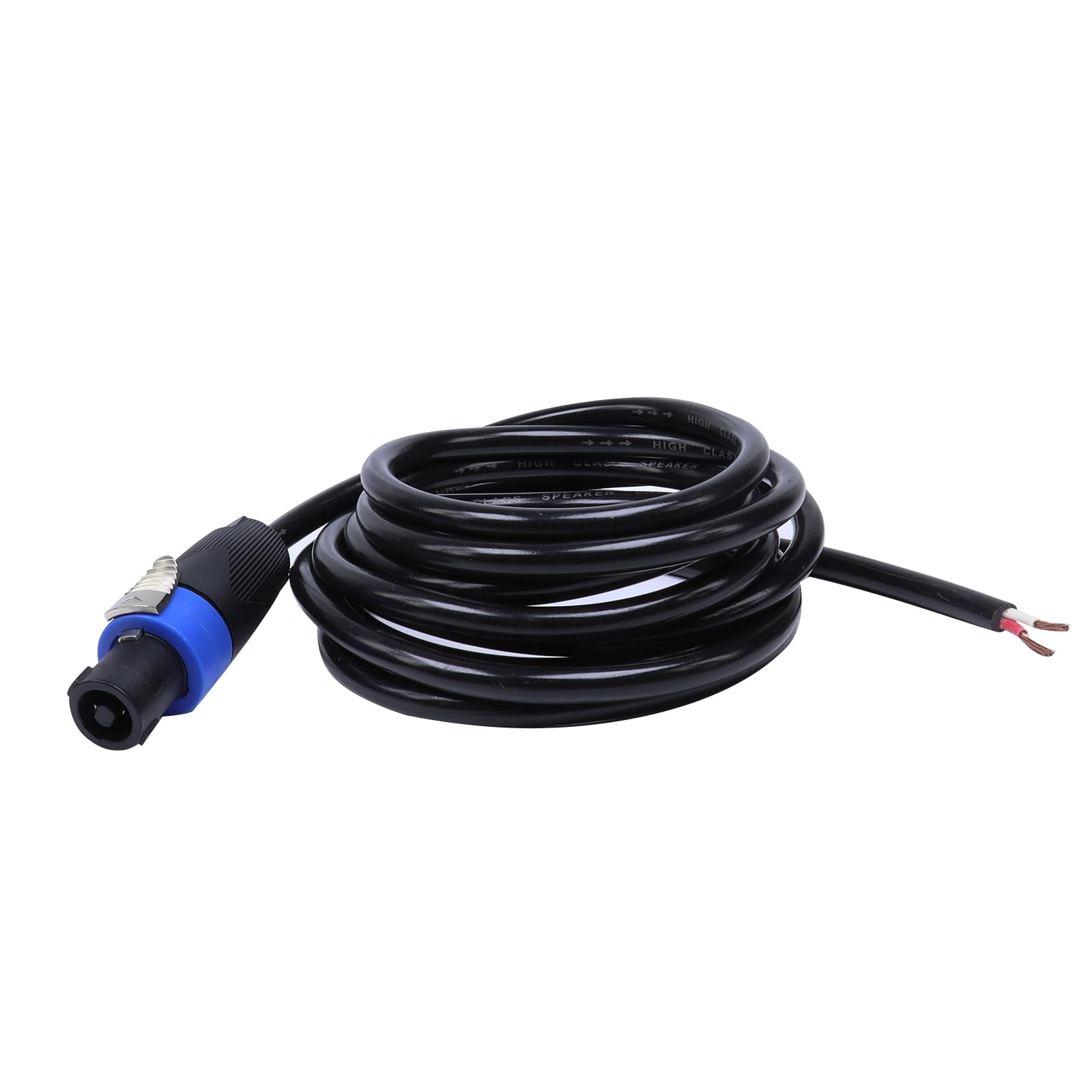 Pack of 1 Pro Tour Grade 2 Wire Speakon Cable 10 Feet - 1pc 2 Conductor Bare Wire to Speak-On Cables for PA DJ Chuchero, Tweeters, Mids Wiring (2 Conductors, 16 Gauge)
