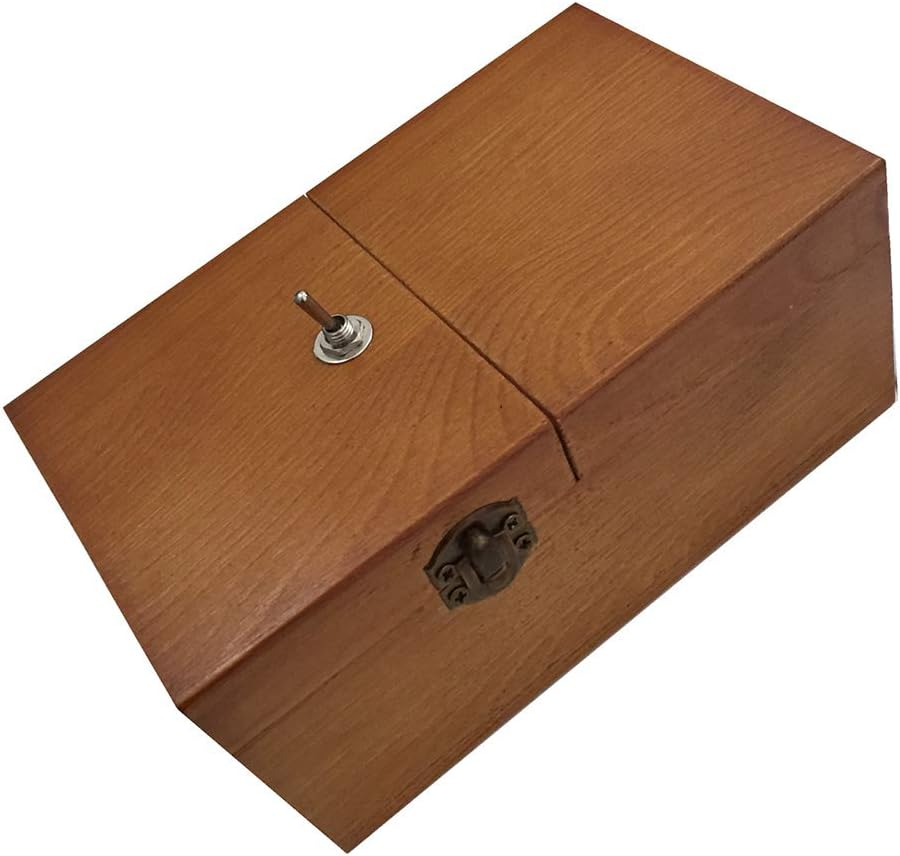Faironly Fully Assembled Turns Itself Off Useless Box Leave Me Alone Machine Box with Real Wood for Geek Gifts or Desk Toys Dark wood color with no words
