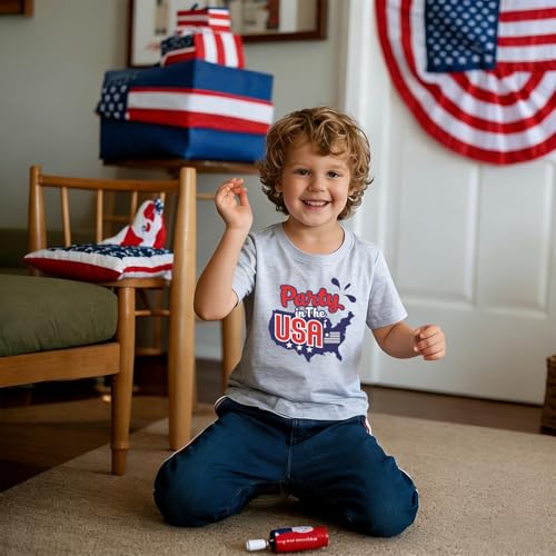 Image of Boys 4th of July Shirts-Toddler Girls Patriotic American Flag Tees Kids Memorial Day USA T-Shirts 2-7T