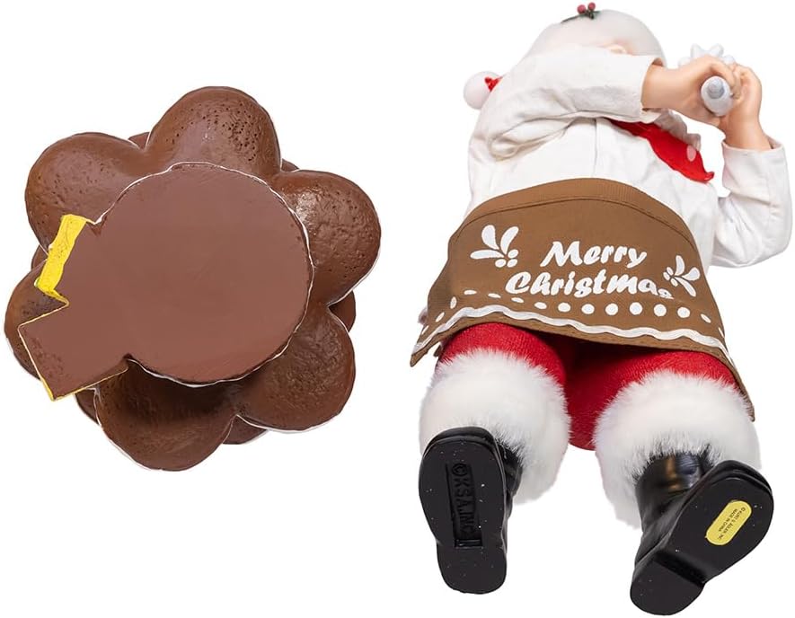 Kurt Adler 10.5" Fabriché™ Santa Decorating Gingerbread Tree, 2-Piece Set.