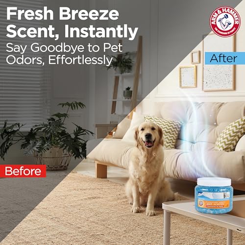 Arm & Hammer for Pets Air Care Pet Scents Deodorizing Gel Beads in Fresh Breeze | 12 oz Pet Odor Neutralizing Gel Beads with Baking Soda | Air Freshener Beads for Pet Odor Elimination (FF12689)