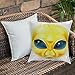 Poliestere morbidoFodera per Cuscino,Emoji, Faccina aliena con grandi occhi Creatura da immagine della galassia della nebu,Fodere per Cuscini per Divano Divano Letto Decorativo per la casa, 45 x 45 cm