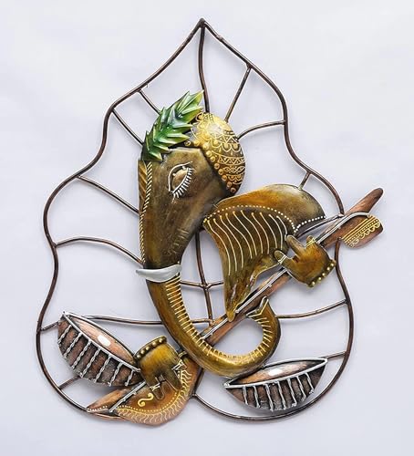Image of PEDEX Metal Wall Decor Ganesha Frame For Home /Office /Hotel /Living Room /Bedroom Decor | Wall Hanging | (Metal Pan Vinayak Ganesh Wall Art), 25 Cm