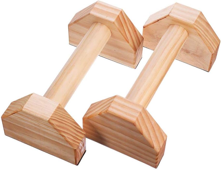 9.8 Inch Wooden Parallettes - Push Up Bar Stands Non-Slip, Best for L Sits, Jump Throughs, Handstand Pushups and Calisthenics Training, Set of 2