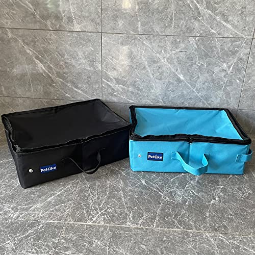 Petlike Travel Cat Litter Box, Leak-Proof Portable Litter Box, Collapsible Toilet Tray Carrier For Small Medium Cats (Medium, Aqua Set) #TOP7