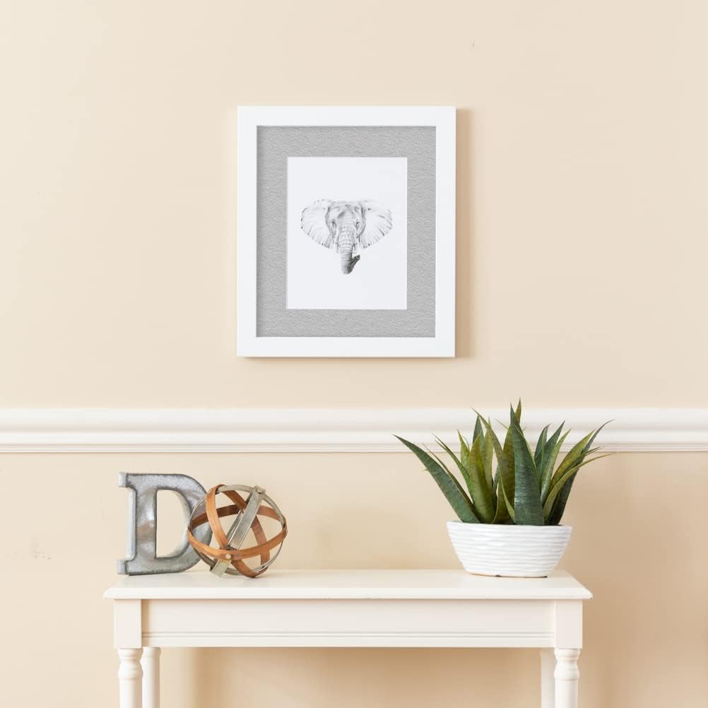 ArtToFrames 8x8 inch Satin White Frame Picture Frame with 2 Inch Single TV Grey Mat, SingleMat-FRBW26074-8x8-88
